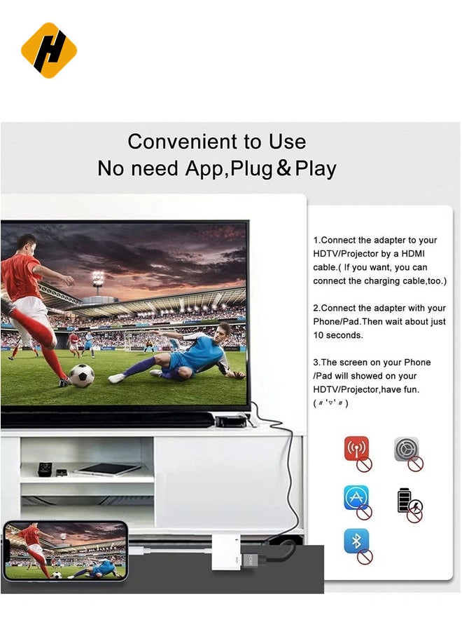 محول HDMI لجهاز iPhone to TV ، iPad إلى HDMI ، محول AV الرقمي 1080p HD (لا حاجة إلى الطاقة) توافق موصل شاشة مزامنة الفيديو والصوت مع iPhone 14/13/11/x/8/ipad/to hdtv ، projector ، monitor. - pzsku/ZB726749B17820E6C69A4Z/45/_/1734359419/2f29283b-a1cb-4b38-87c8-c1cbe99ad8cd