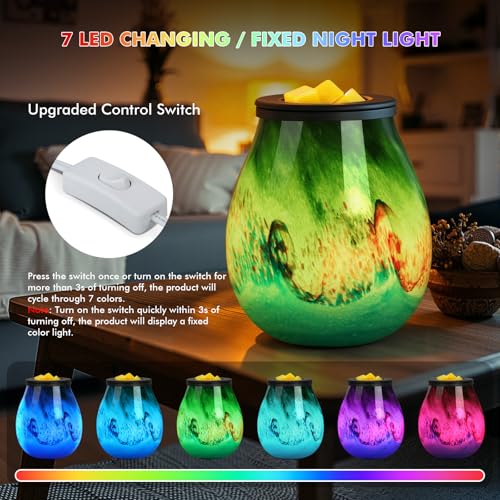 EQUSUPRO Wax Melts Warmer Candle Warmer Art Glass Wax Warmer for Scented Wax Electric Wax Warmer with Removable Silicone Dish Fragrance Wax Melter Wax Burner for Home and Office Decor Gifts for Women - Image 3