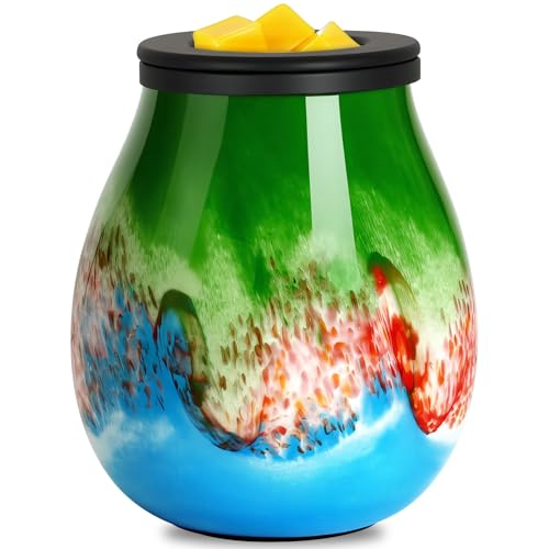 EQUSUPRO Wax Melts Warmer Candle Warmer Art Glass Wax Warmer for Scented Wax Electric Wax Warmer with Removable Silicone Dish Fragrance Wax Melter Wax Burner for Home and Office Decor Gifts for Women - Image 1