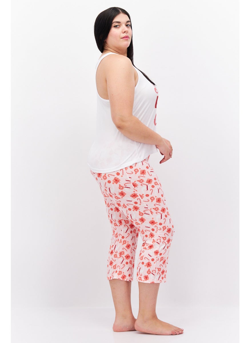 French Affair Women 2 Print Printed Pyjama Set, White  - Image 4