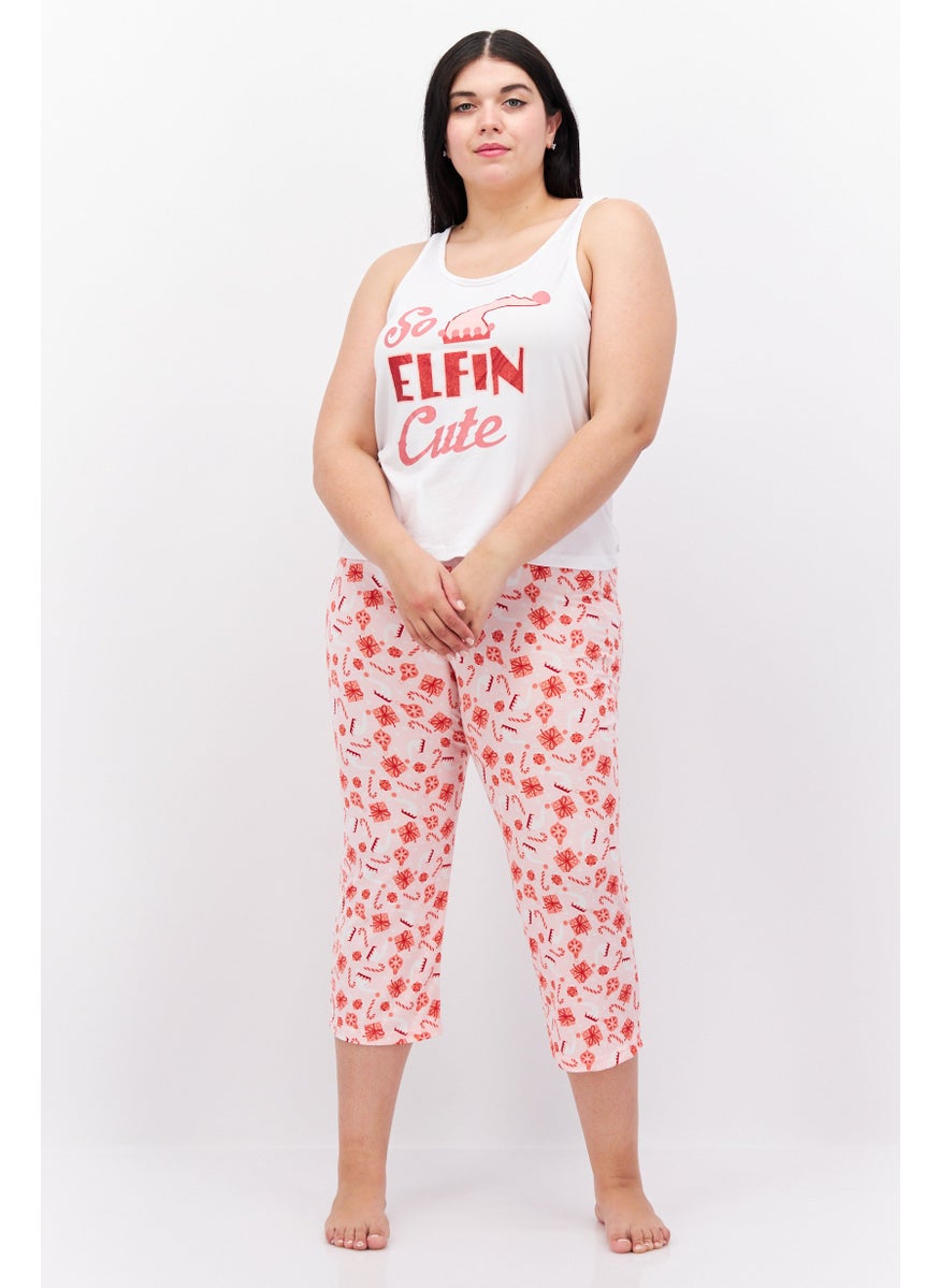 French Affair Women 2 Print Printed Pyjama Set, White  - Image 1