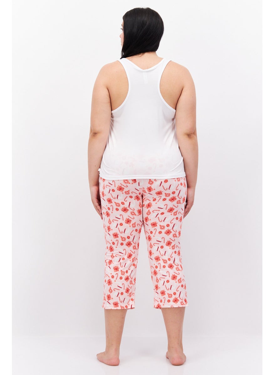 French Affair Women 2 Print Printed Pyjama Set, White  - Image 2