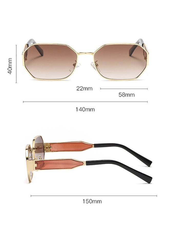 Generic Women's Hexagon Sunglasses, UV400 Protection Sun Glasses with Gold Metal Frame and Gradient Brown Lens, Fashion Anti-glare Sun Shades for Women with Glasses  - Image 5
