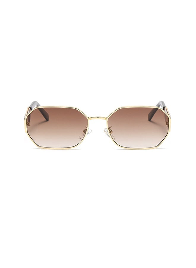 Generic Women's Hexagon Sunglasses, UV400 Protection Sun Glasses with Gold Metal Frame and Gradient Brown Lens, Fashion Anti-glare Sun Shades for Women with Glasses  - Image 2