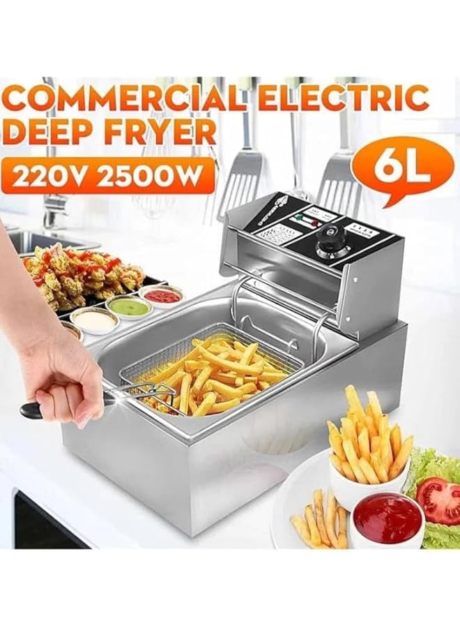 Denx Stainless Steel Deep Fryer Commercial Grade With Temperature Indicator Detachable Tank Safety Lid Dx1796 - Image 1
