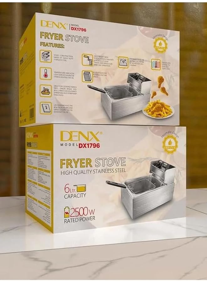 Denx Stainless Steel Deep Fryer Commercial Grade With Temperature Indicator Detachable Tank Safety Lid Dx1796 - Image 5