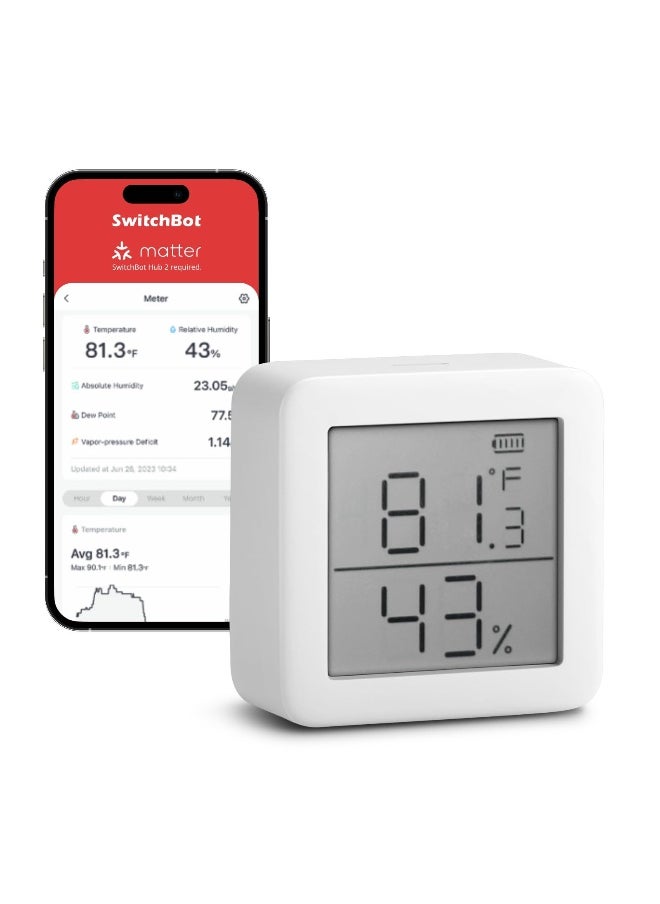 SwitchBot SwitchBot Room Thermometer Hygrometer Indoor Bluetooth Digital Temperature Monitor with Free Data Storage DewpointVPDAbsolute Humidity Hygrometer Indoor Humidity Meter Thermometer for Home  - Image 1