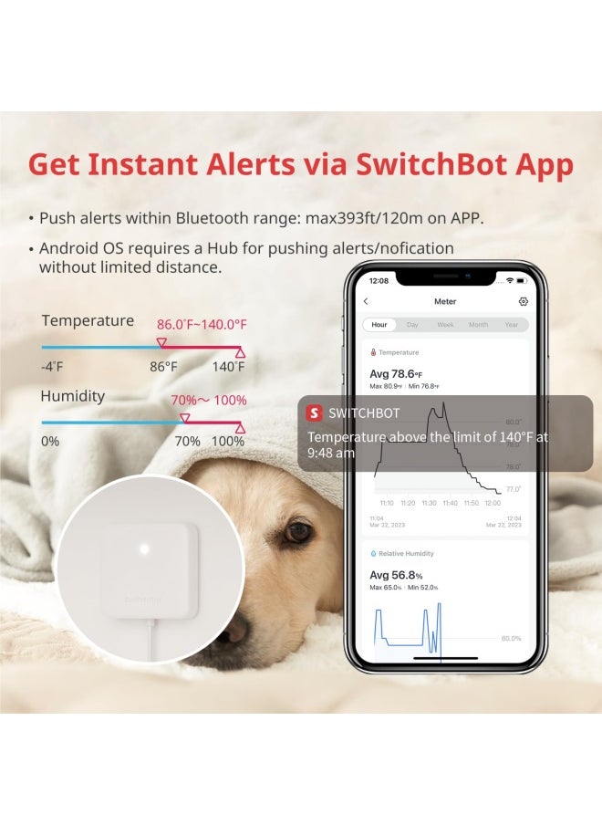 SwitchBot SwitchBot Room Thermometer Hygrometer Indoor Bluetooth Digital Temperature Monitor with Free Data Storage DewpointVPDAbsolute Humidity Hygrometer Indoor Humidity Meter Thermometer for Home  - Image 5