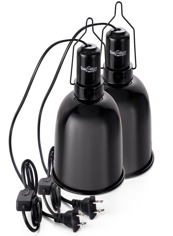 ToxiRium Reptile Light Fixture, 2-Pack 5.5-Inch Deep Dome Lamp Caps with Optical Reflection Cover, Heat-Resistant Design for Reptile Enclosures, Terrariums, and Amphibian Habitats - Image 1