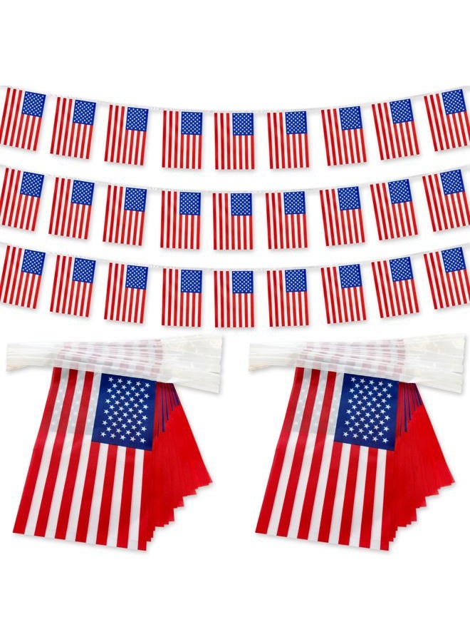 TSMD 2 Packs USA American Flag Banner String Small Mini Hanging Flags for 4th of July Independence Memorial Day Decoration,60 Feet 40 Flags - Image 1