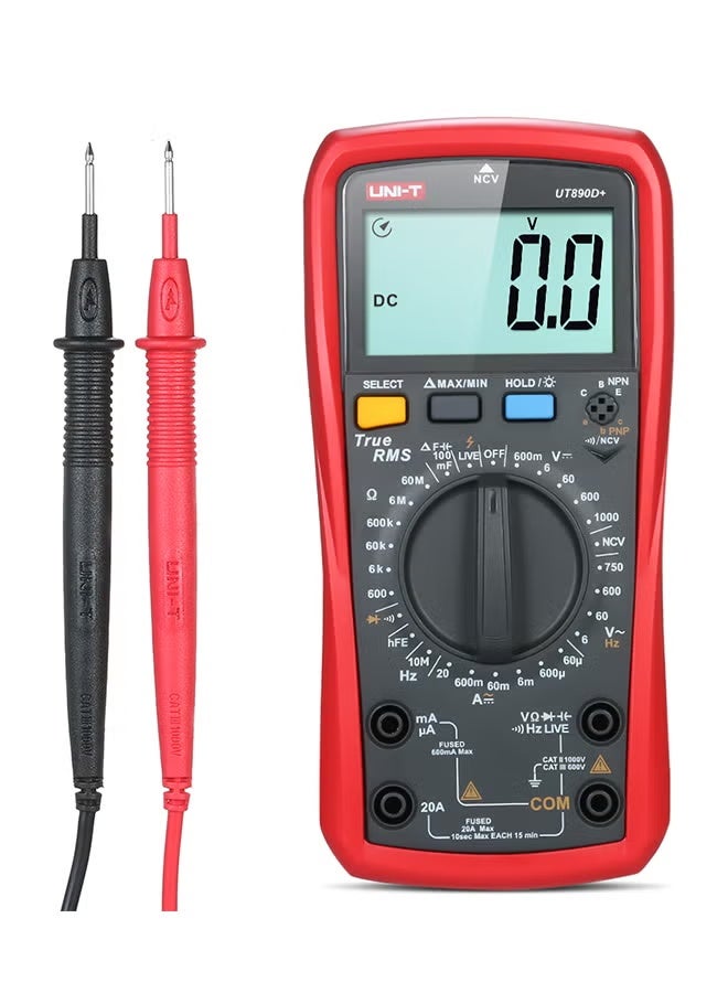 Automatic RMS Digital AC/DC Voltage Tester-UT890D+ Black/Red 183 x 88 x 56mm - Image 1
