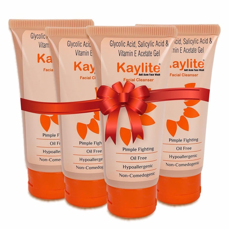 Kaylite Facial Cleanser anti acne face wash Salicylic acid and vitamin EAcetate Gel Oil FreePack of 4 240 ML - Image 1