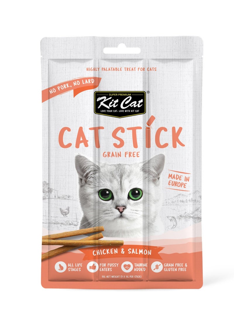 Kit Cat عصا قطط خالية من الحبوب بالدجاج والسلمون