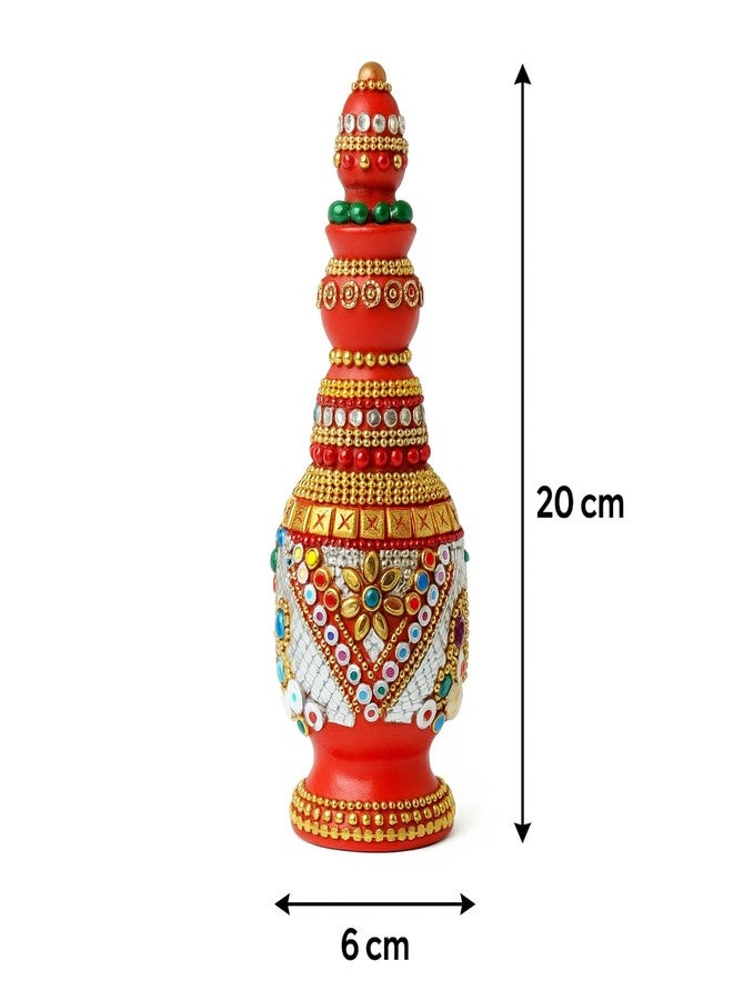 Fine Craft India Wooden Handmade Round Sindoor Box with Meena Work Refillable Case Multicolour H 19 W 6 L 5 cm (Sindoor_Dani07) - Image 2