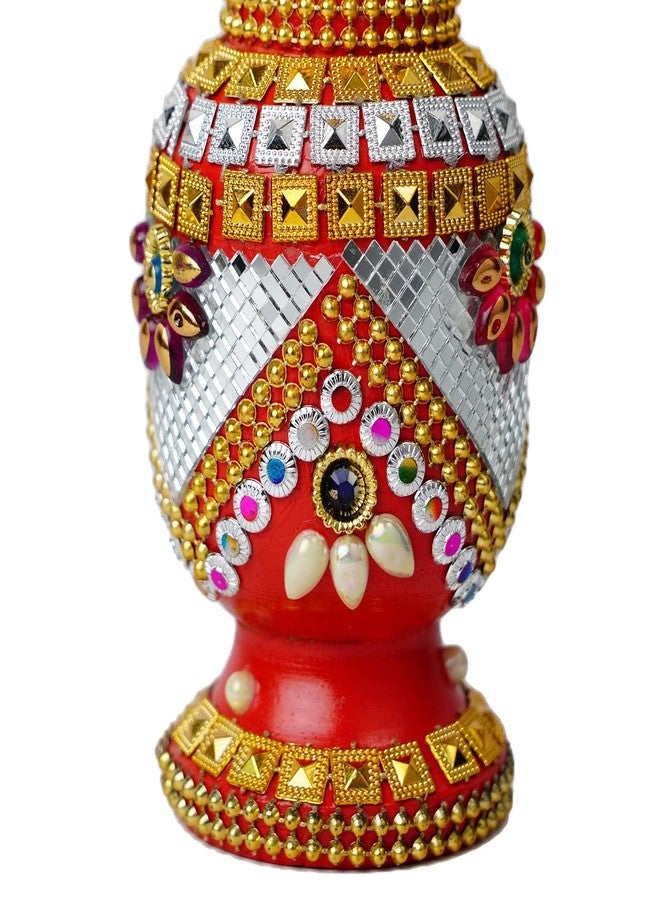 Fine Craft India Wooden Handmade Round Sindoor Box with Meena Work Refillable Case Multicolour H 19 W 6 L 5 cm (Sindoor_Dani07) - Image 5