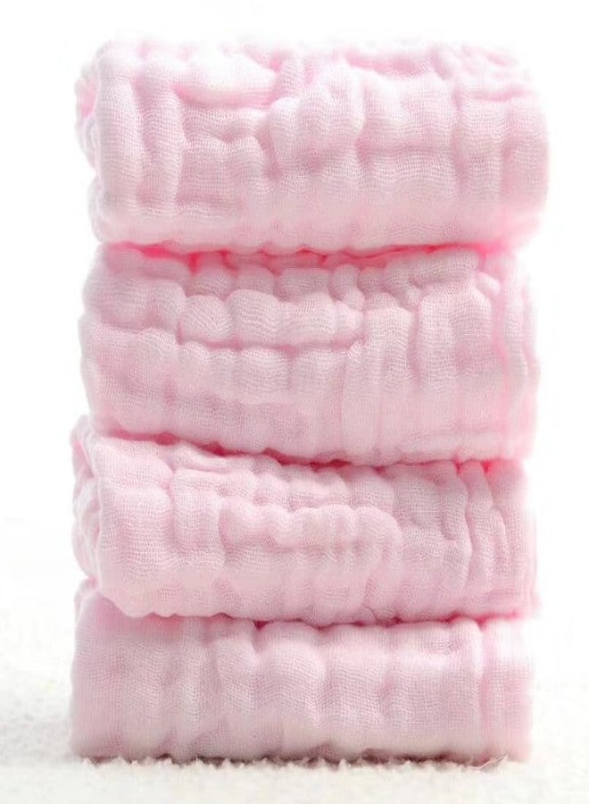 Zebroc 100% Cotton Muslin Baby Burp Cloth | 6-Layer Soft & Super Absorbent Baby Face Towel | 28×28 cm Washcloth for Newborns, Feeding, Burping & Daily Use (4, Pink (28 X 28 CM)) - Image 1