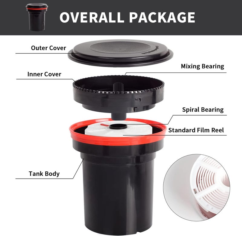 eTone Professional 120 135 Developing Tank with 2 Spiral Reels for 120 135 Roll Film B&W Film Processing Equipment Darkroom Accessories (Tank) - Image 5