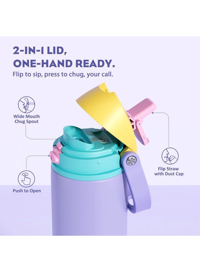 powcan 24 oz Insulated Water Bottle: 2-in-1 Push-Button Spout & Quick-Flip Straw, Leakproof, Cold 24Hrs, Fits Car Cup Holder, Metal Sports Water Bottle, Gift for Women, Girls, Daughter (Tangled Shine) - Image 2