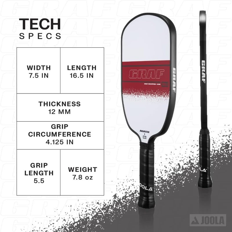 JOOLA GRAF Champion 12mm Pickleball Paddle - Agassi Shape with Extended Sweet Spot - Image 2