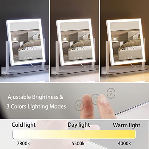 HIEEY Lighted Makeup Mirror, Hollywood Vanity Mirror with Lights, Three Color Lighting Modes, and 5X Magnification Mirror, Smart Touch Control, 360°Rotation (14.1in,White,Gift Box) - Image 2