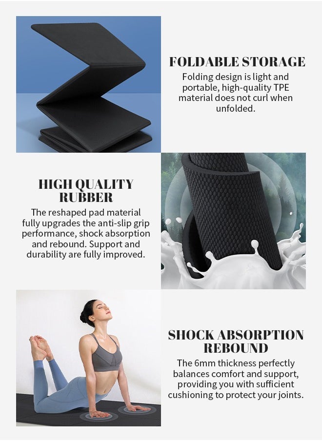 Generic Foldable Yoga Mat 8mm Thicknesses Tpe Pilates Mat Exercise Fitness Pad Double Sided Non-Slip Easy To Store For Fitness, Yoga, Pilates, Rehabilitation Exercise, Sports 72 X 24 Inch  - Image 2