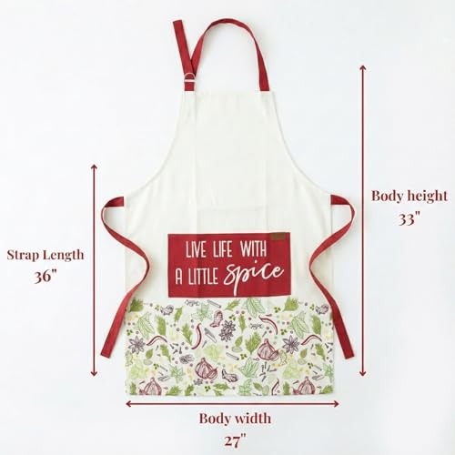 RUSTIQUE LINENS :Red Spices|100% Cotton Unisex Apron - Adjustable Neck Straps, Vibrant Print, Reinforced Stitching, Multipurpose & Deep Pocket - for Cooking,Catering,Gardening,Painting- Printed Aprons - Image 3