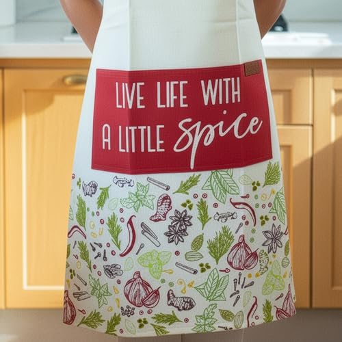 RUSTIQUE LINENS :Red Spices|100% Cotton Unisex Apron - Adjustable Neck Straps, Vibrant Print, Reinforced Stitching, Multipurpose & Deep Pocket - for Cooking,Catering,Gardening,Painting- Printed Aprons - Image 4