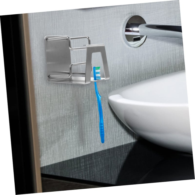 Stainless Steel Toothbrush Holder Wall Mount Organizer With Nail Rinsing Cup Bathroom Rack Easy Install - Image 4