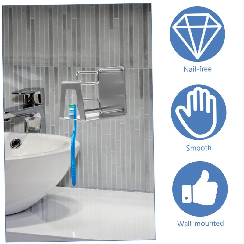 Stainless Steel Toothbrush Holder Wall Mount Organizer With Nail Rinsing Cup Bathroom Rack Easy Install - Image 5