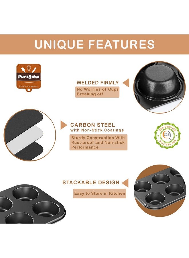 PureBake مجموعة بيور باك المتميزة المعتمدة من SGS لخبز الكعك - مجموعة 4 قطع تشمل قالب كعكة دائري، قالب خبز، صينية بيتزا وصينية مافن - مناسبة للميكروويف والفرن العادي وآمنة في غسالة الصحون - Image 3