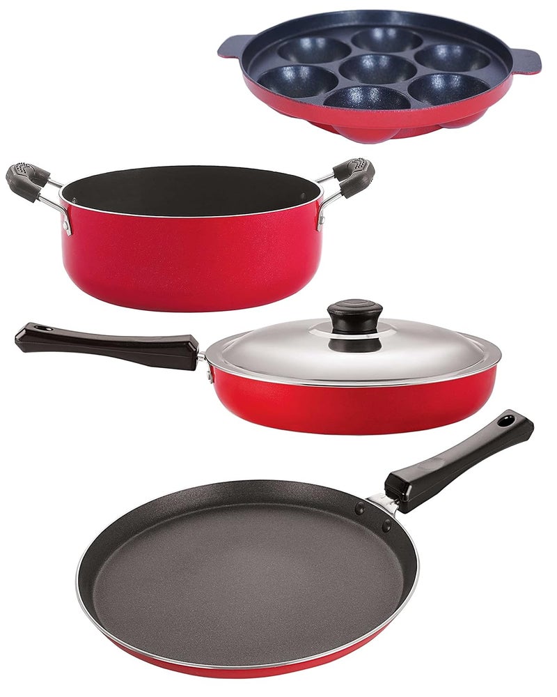 Nirlon Nirlon Non Stick Pots and Pans Non Stick Cookware Set of 4 Pieces with Bakelite Handle (FT12_FP12_AP7_CS24) - Image 1