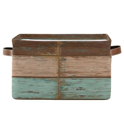 Bolaz Teal Pattern Square Storage Basket Canvas Organizer for Home Office 1 Pc - Image 1