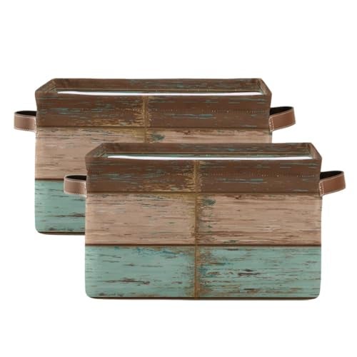 Bolaz Teal Pattern Square Storage Basket Canvas Organizer for Home Office 1 Pc - Image 3