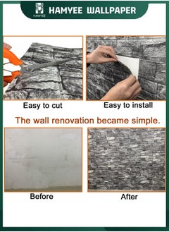 HAMYEE 3D Foam Bricks Wallpaper Set White, Peel And Stick Wallpaper, Self-adhesive removable wallpaper, For Bedroom/Living Room/TV Wall And Home Decoration 70*77  - Image 5