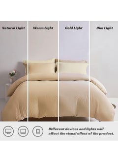INFOSUN Duvet Cover Set Single Size 4 Pcs, Include 1 Quilt Cover 150 x 200cm & 2 Pillow Cases 48 x 74cm & 1 Bedsheet 235 x 250cm, Super Soft Quality Cotton Bedding Set, NO Comforter - Milk Tea Cheese  - Image 5