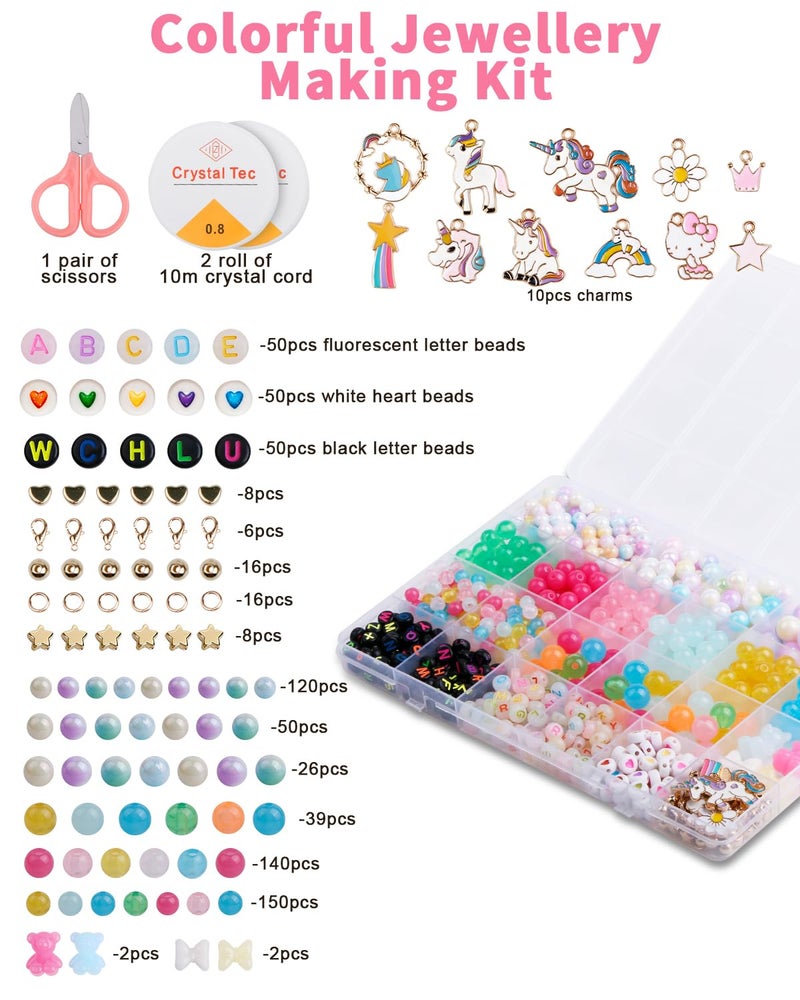 Electomania Bracelet Making Set for Girls, Bracelet Making Kit with Charms & Glow Beads,Jewellery Making Materials Kit, Different Types And Shapes Colorful Beads Kits for Children Over Three Years Old, Diy Craft Kits Best Gift for Girls Age 12-14 Years - Image 3