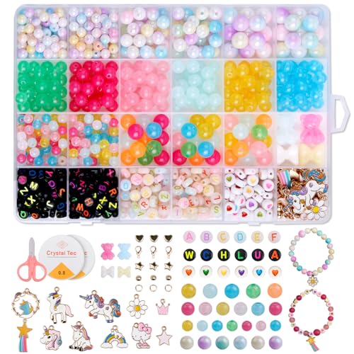 Electomania Bracelet Making Set for Girls, Bracelet Making Kit with Charms & Glow Beads,Jewellery Making Materials Kit, Different Types And Shapes Colorful Beads Kits for Children Over Three Years Old, Diy Craft Kits Best Gift for Girls Age 12-14 Years - Image 1
