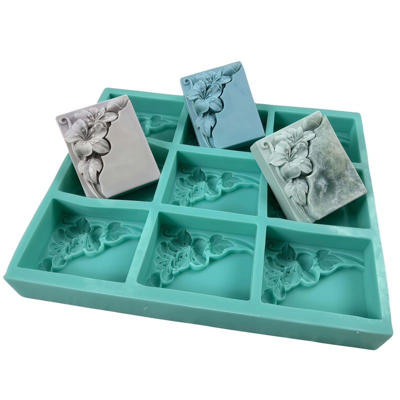 9 Cavities Tung Flower Silicone Mold Tray for Natural Soap MakingFlower Soap Molds Candle Wax MoldsHandmade Soap Mould