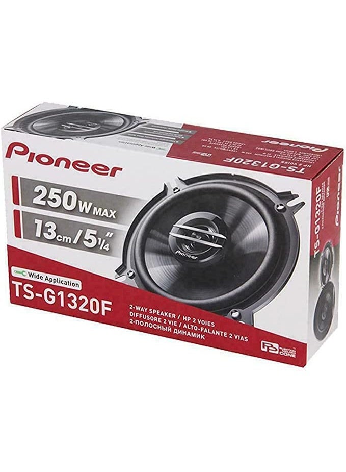 بايونير مكبرات صوت سيارة بايونير TS-G1320F، 5.25 بوصة، 250 واط، ثنائية الاتجاه، محورية، صوت قوي، جهير عميق، وصوت نقي (زوج) - Image 1