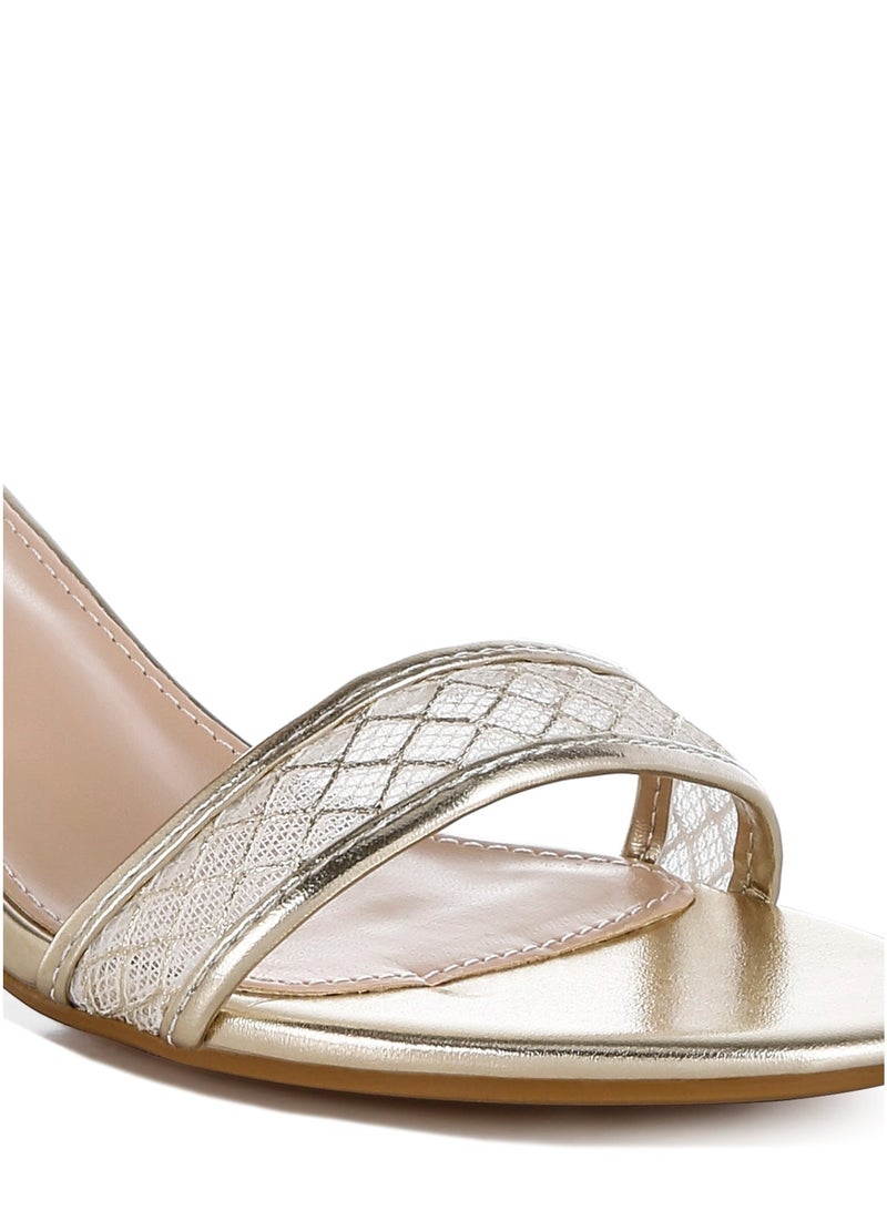 لندن راج صندل لندن راج نسائي بكعب صغير من الجلد الصناعي المعدني باللون الذهبي - Image 4