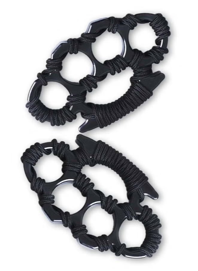YOKA 2 Pieces Black Brass Knuckles with Rope Winding - Image 3