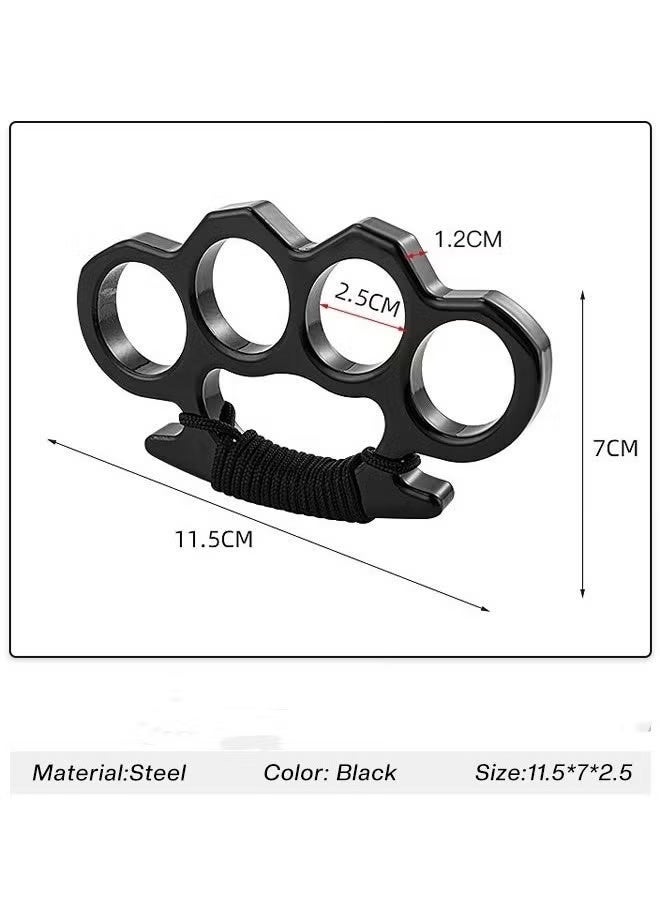 YOKA 2 Pieces Black Brass Knuckles with Rope Winding - Image 2
