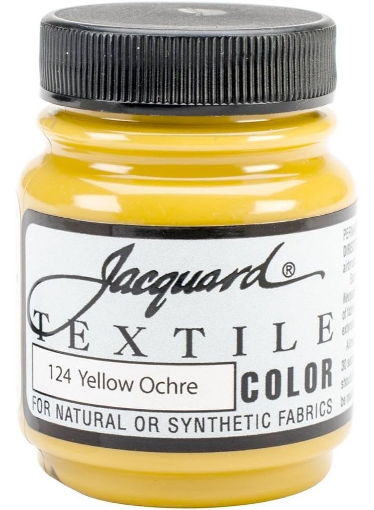 Jacquard Jacquard Textile Color Yellow Ochre - Permanent Fabric Paint for Clothes, Furniture Upholstery, Shoes or Tote Bags – Indoor & Outdoor Fabric Paint – 2.25 Oz Jar, Upholstery Fabric Paint