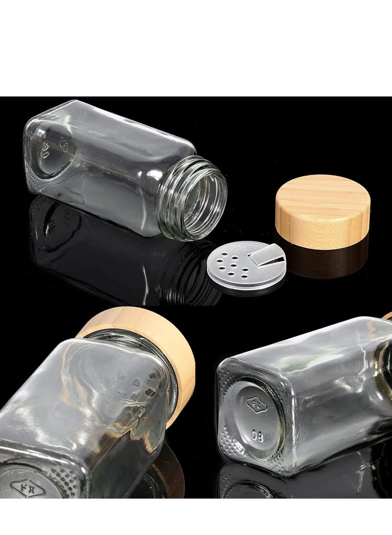 MIXDE 24 Pcs Spice Jars with Labels,4 oz Glass Spice Jars with Bamboo Lids,Spices Container Set with Stickers,Collapsible Funnel,Pen,Seasoning Storage Bottles for Spice Rack, Cabinet, Drawer  - Image 3