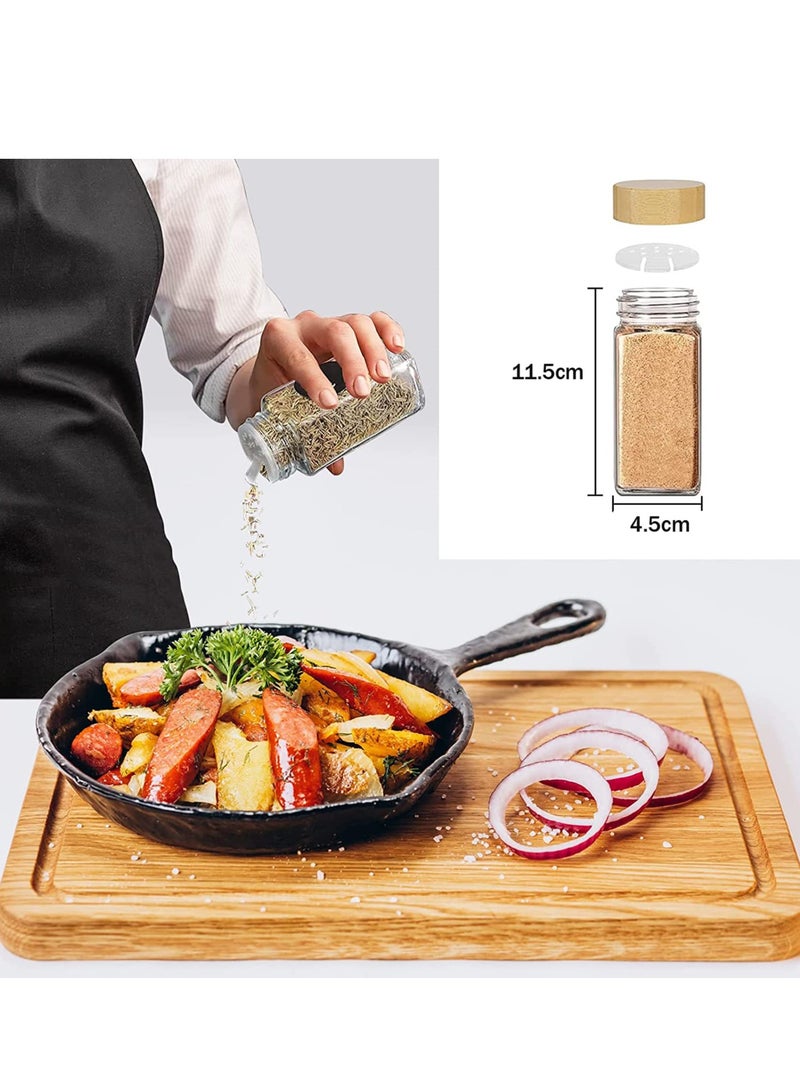 MIXDE 24 Pcs Spice Jars with Labels,4 oz Glass Spice Jars with Bamboo Lids,Spices Container Set with Stickers,Collapsible Funnel,Pen,Seasoning Storage Bottles for Spice Rack, Cabinet, Drawer  - Image 2