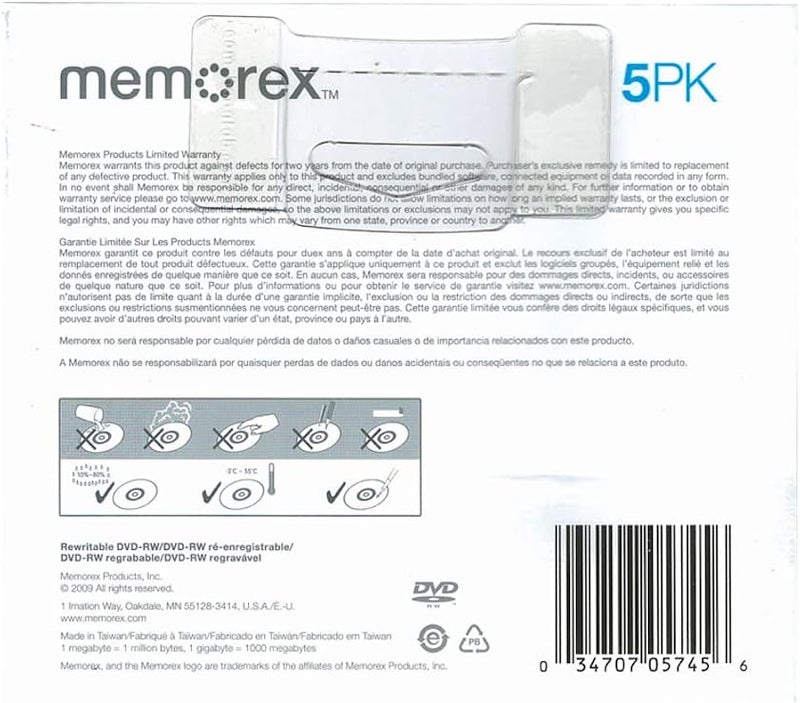 Memorex 4x DVD-RW Media (5 Pack) - Image 2