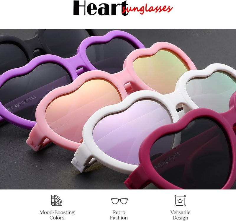 NULOOQ Flexible Heart Shaped Baby Polarized Sunglasses with Strap Adjustable Toddler & Infant Age 0-24 Months - Image 5