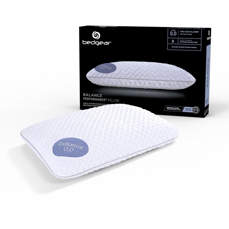 Bedgear Balance Performance Pillow 00 Moisture Wicking Bed Pillow for All Sleep Positions Medium Firmness Bed Pillow Washable Removable Cover 20 W x 26 L x 475 H