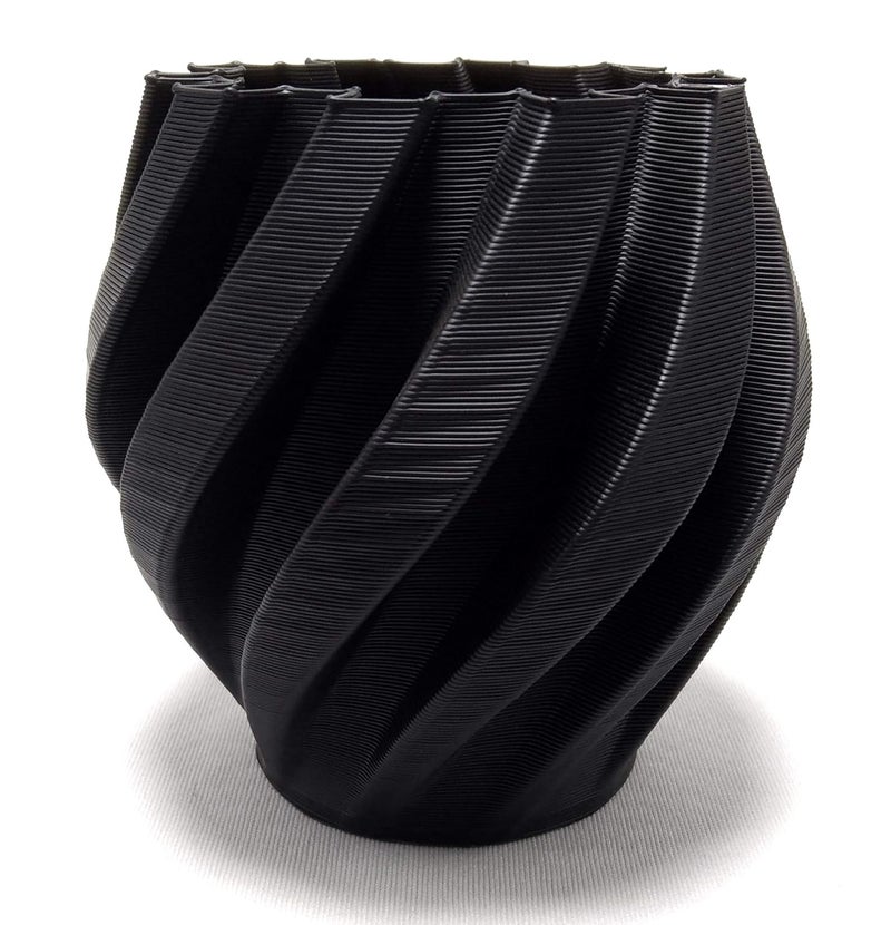 CERO 3D Printed Flower Vase 05 (Black PLA Plastic) - Image 1