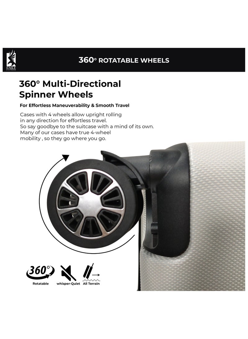 Eagle Express Elysium ABS Hard Trolley Luggage - 1 Piece - 28 inch - White - Scratch-Resistant with 360 Spinner Wheels - 1-Year Warranty - Image 4